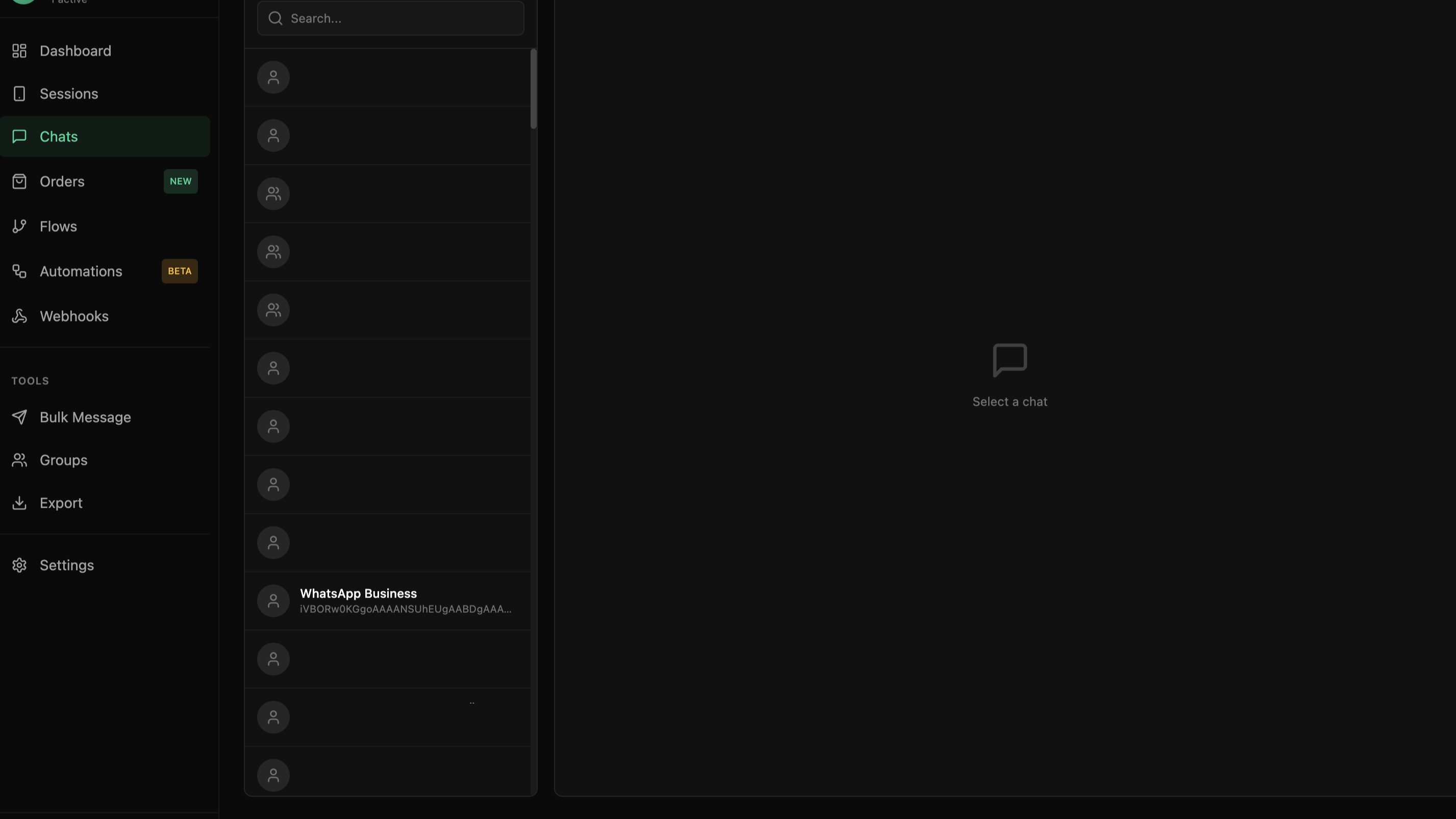 wpBot sohbet analitiği ekranı