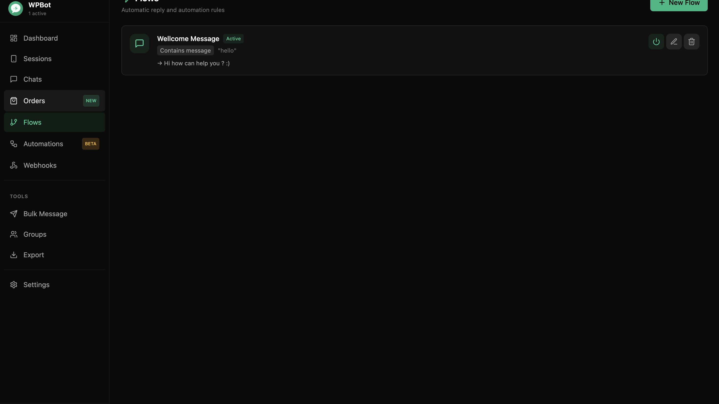 wpBot otomatik yanıt akışları
