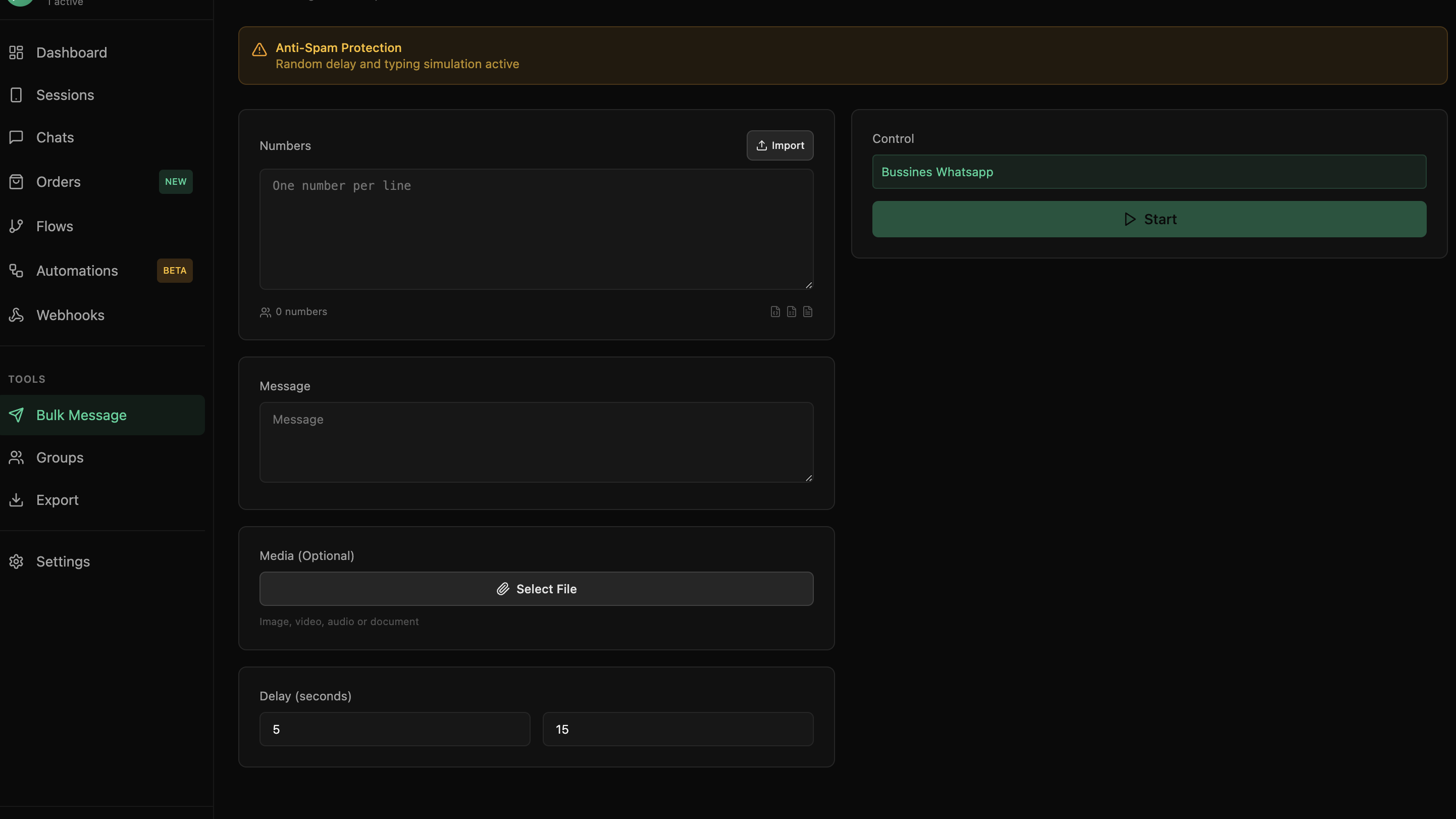 wpBot toplu mesaj gönderimi